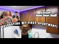 MOVING INTO MY FIRST APARTMENT - Setting Up LED Lights &amp; Amazon Home Decor HAUL!!