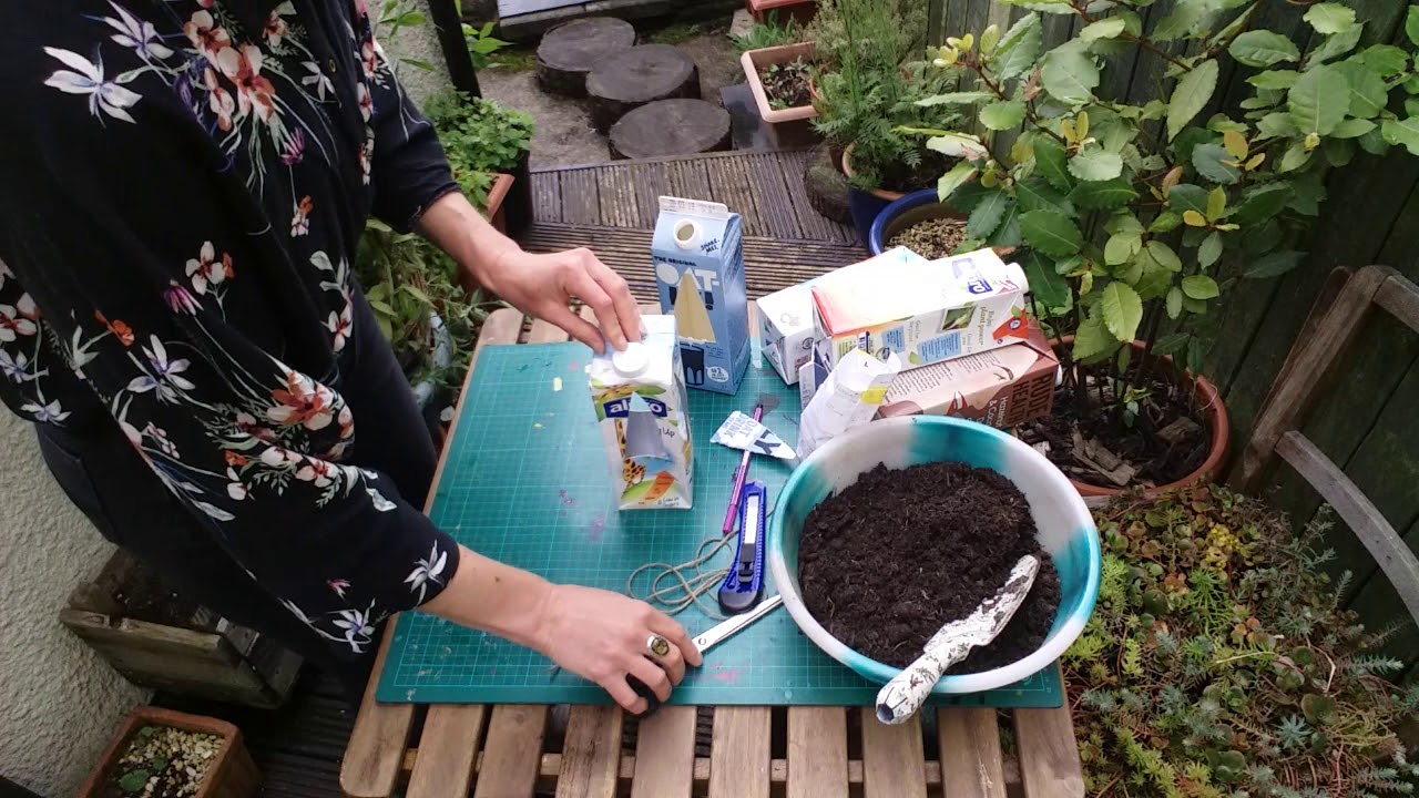 Make a tetra pak hanging planter