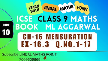 ICSE Class 9 Ch-16 Mensuration From ML Aggarwal Part-10 @jindalmathspoint