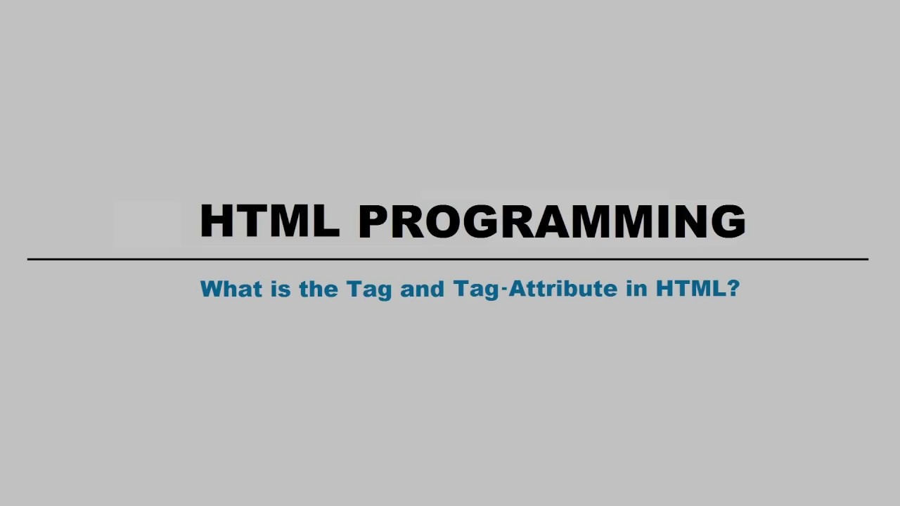HTML Programming What is the Tag and Tag Attribute in HTML - YouTube