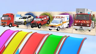 Choose The Right Portal Trap With Slide Color Big & Small Cars JCB Tractor Fire Truck Vehicles Game