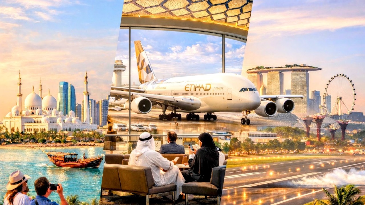 LADY#18🗼🌴2026 LANDING AT THE ABU DHABI AIRPORT DINER & REST AT ETHIAD P LOUNGE. A 380 TAKE OFF ✈️