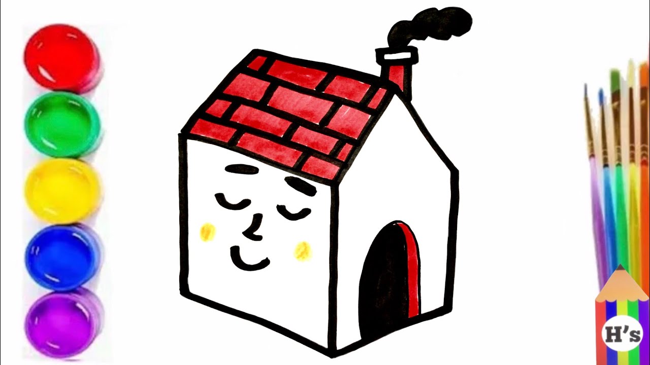 How To Draw a Cute House | Bolalar uchun rasm uyi | домик для рисования ...