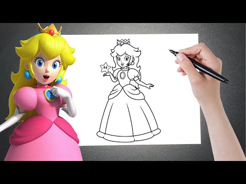 COMO DESENHAR A PRINCESA PEACH do FILME SUPER MARIO - Passo a Passo Simples e Fácil