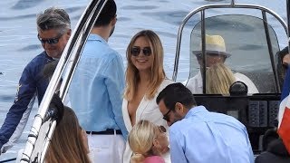 EXCLUSIVE - Kimberley Garner and friends arrive at the Eden Roc by boat
