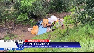 Homeless camp clear out in Redding