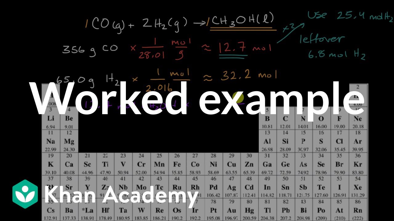 Calculating The Amount Of Product Formed From A Limiting Reactant Worked Example Video Khan Academy