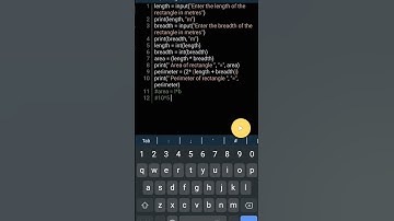 #shorts Area and Perimeter of rectangle in #python #android #pydroid3 #coding
