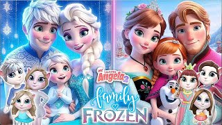My Talking Angela 2 | Elsa and Jack Frost Vs Anna and Kristoff Gameplay | Family | Cosplay