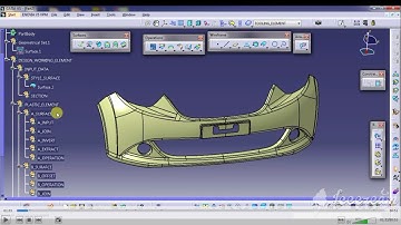 CATIAV5 BUMPER TUTORIAL PART 1: CREATE B & C SURFACE FROM A SURFACE.ALONG WITH SPECIFICATION TREE...