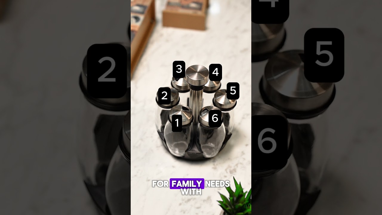 6-Jar Revolving Spice Rack - Rotating Spice Herb Organizer
