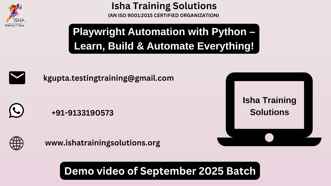 Playwright Automation with Python Demo Video On 15th Sep 2025.Call ...