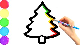 Magic Christmas Tree  Ornaments Drawing, Coloring for Kids, Toddlers