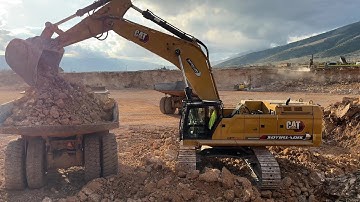 Caterpillar Dumpers & Excavators In Action On Construction Site - Sotiriadis/Labrianidis Constr. 4k