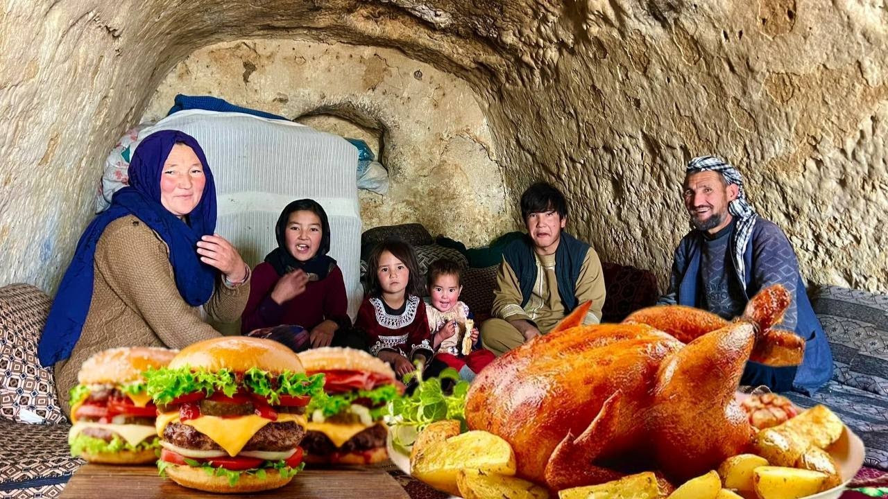 Cooking delicious chicken biryani in the rural areas of cave dwellers | Village Life of Afghanistan