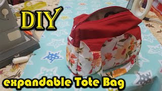 كيفية خياطة حقيبة الكتف / DIY expandable Tote Bag