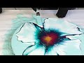 Stunning 4 Petal Dutch Bloom with Magenta - Fluid Art / Acrylic Pour Painting