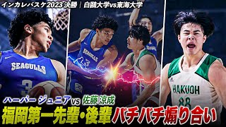 【バスケ】優勝をかけてバッチバチ福岡第一高・先輩後輩の激アツマッチアップハーパー ジュニア東海大学3年vs佐藤 涼成白鷗大学2年インカレ2023