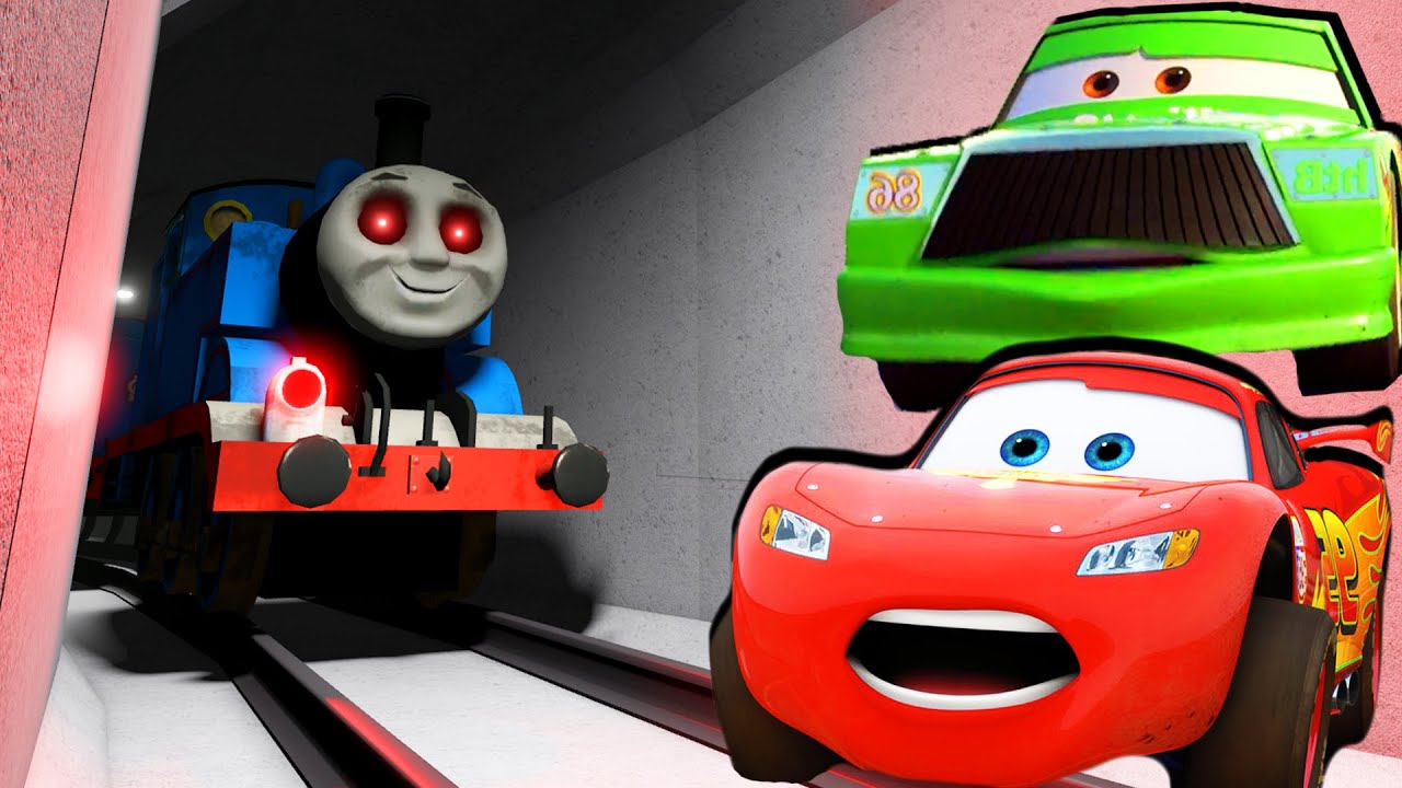 McQueen & Chick Hicks VS EVIL Thomas The Train in Roblox The Tunnel