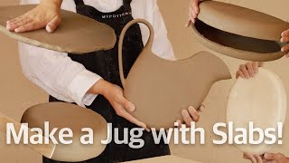 No Wheel Needed! Make a Ceramic Jug with Slabs &amp; a Mold | 물레 없이 만드는 도자기 저그