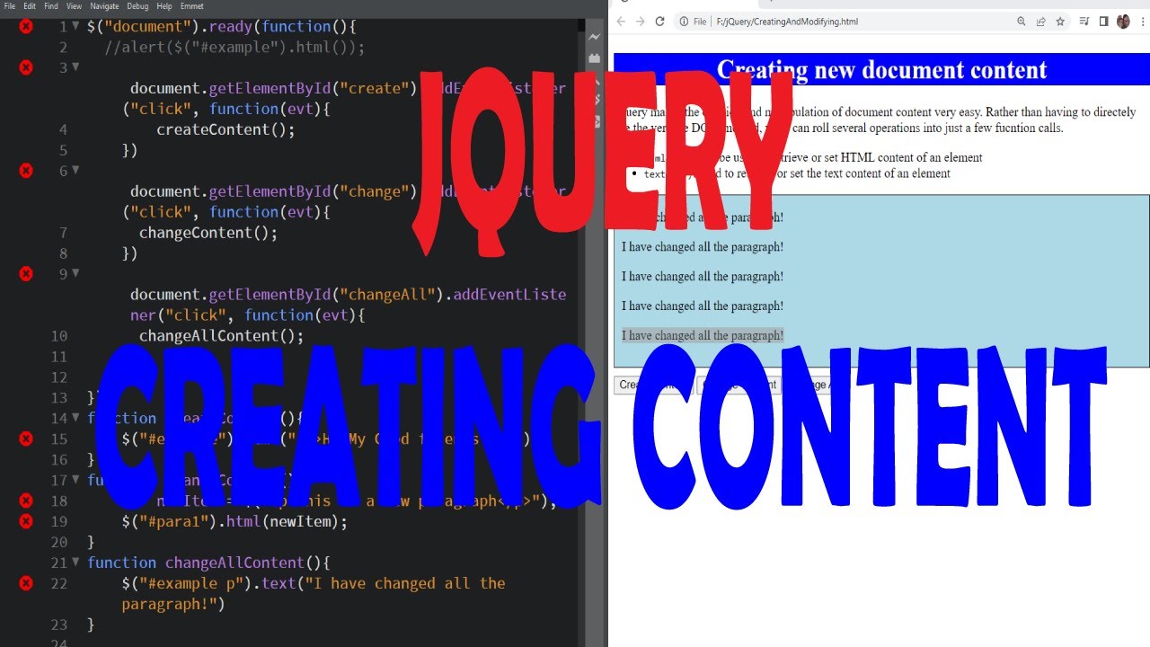 JQUERY TUTORIALS - CREATING CONTENT #06 - YouTube