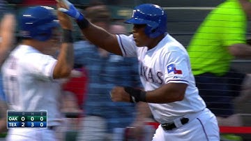 OAK@TEX: Moreland smokes two-run double to right