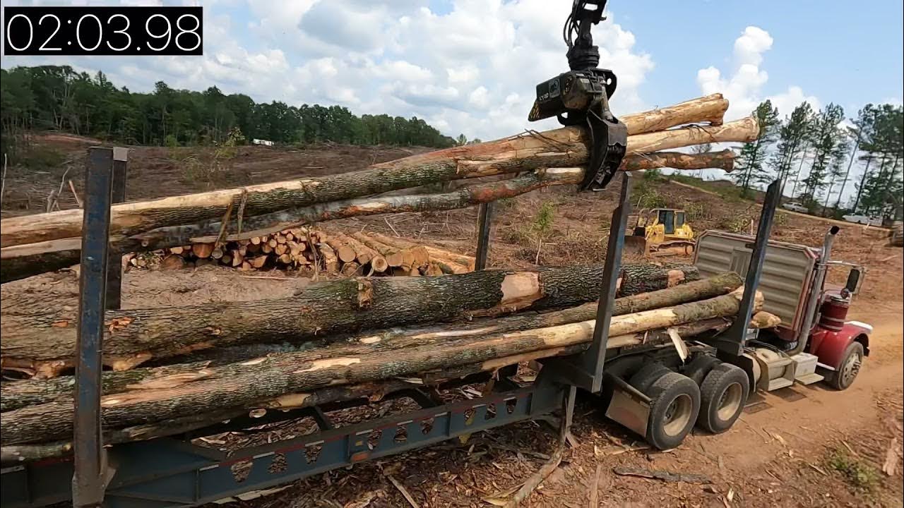 Timing 2 log truck loads how long does it take to load a load YouTube