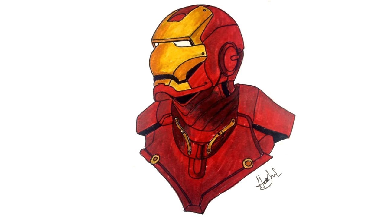 Iron Man Drawing And Coloring  Avengers  Easy Iron Man Drawing For  Beginners  YouTube