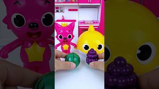 ASMR Unboxing Funny Shark &amp; PinkFong Eat Watermelon Grape 🍉🍇 | Satisfying ASMR Kitchen Set #shorts