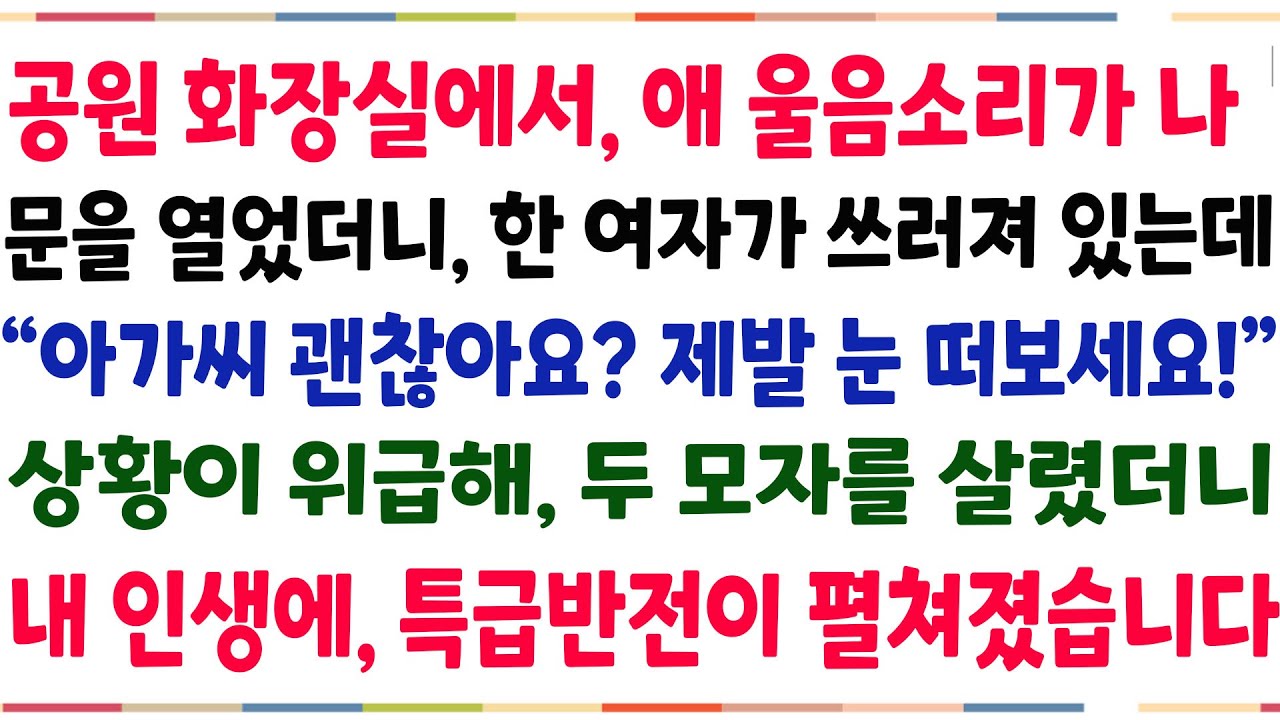 (반전신청사연)공원 화장실에서, 애 울음소리가 나, 똑똑똑 문을 열었더니 한 여자가 쓰러져 있는데 