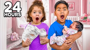 Brother And Sister Babysit NEWBORN BABY For 24 HOURS!
