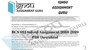 BCS-011 Solved Assignment 2018-2019 PDF Download
