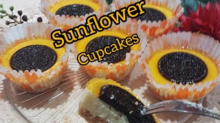 Sunflower cupcakesحلى   دوار الشمس بطريقة سريعة ومكونات بسيطة منظر وطعمة روعة #shorts #cakes