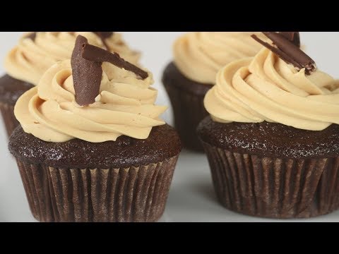 Chocolate Peanut Butter Cupcakes Recipe Demonstration - Joyofbaking.com