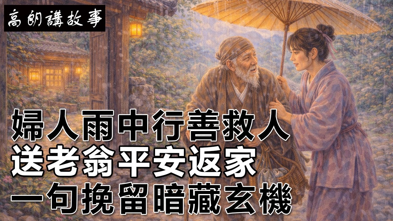 民間故事：婦人雨中行善救人，送老翁平安返家，一句挽留暗藏玄機｜高朗講故事
