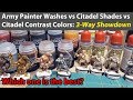 Army Painter Washes vs. Citadel Shades vs. Citadel Contrast Paints