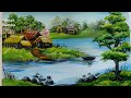 Village Scenery in Beautiful Landscape | Acrylic Painting