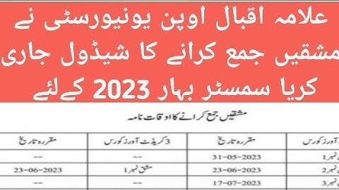 aiou issues assignment schedule for spring 2023||aiou how to check results semester spring 2022||