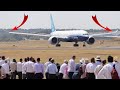 Boeing 777x folding her wingtips soon after short landing