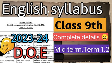 class 9 english mid term syllabus 2023 24/ final term english syllabus 2024/ term1 english syllabus