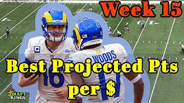 Week 15 NFL DFS - Highest Projected Points per Dollar - Draftkings