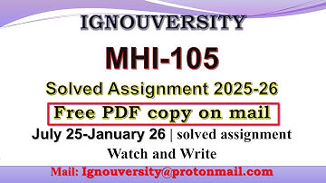 MHI 105 solved assignment 2025-26 in English || mhi 105 solved assignment 2026 || ignou mhi105