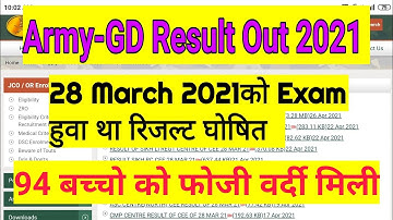 Relation Bharti Result Out 2021 || Army-GD Result Out 28 March 2021Center Exam || 02 May Result Out