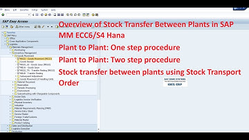 Overview of Stock Transfer Between Plants in SAP MM ECC6/S4 Hana
