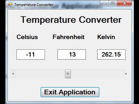 Temperature Converter Using Hscrollbar