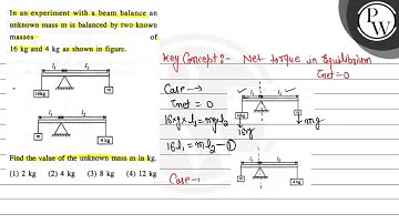 In an experiment with a beam balance an P unknown mass \( \mathrm{m...