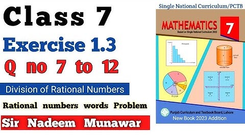 Class 7 Exercise 1.3  Single National Curriculum Maths SNC Ex 1.3 7th PCTB  @SirNadeemMunawar