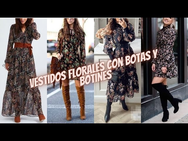 vestidos floreados vestidos largos con botas militares