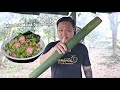 Bakso babi masak dalam buluh  pansuh bakso  resepi kampung borneo