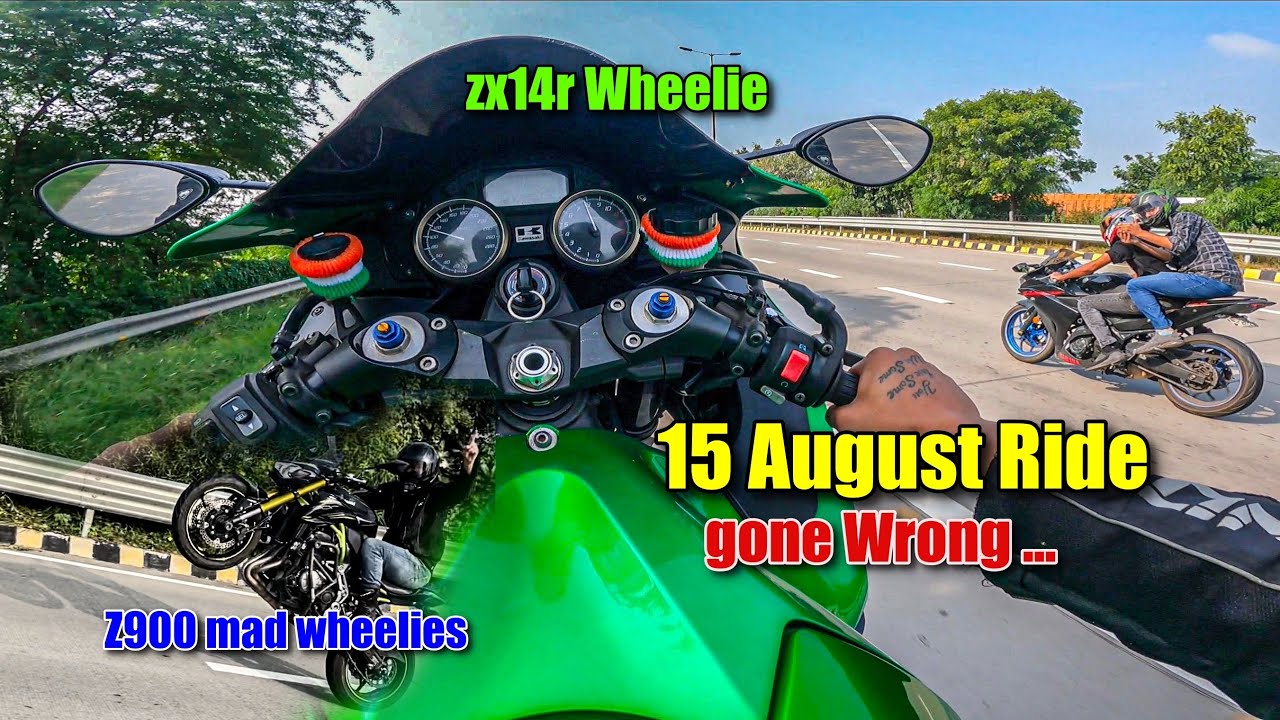 ♪٩(ˊᗜˋ*)و Zx14r Wheelie First Time in India 🤯🤯 Z900 NonStop Wheelies and